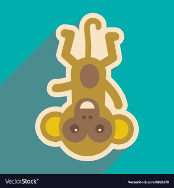 Flat icon with long shadow funny monkey vector image