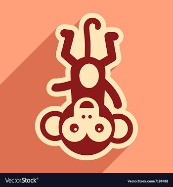 Flat icon with long shadow funny monkey vector image