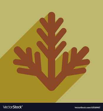 Flat icon with long shadow fur-tree branch vector image