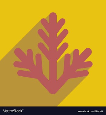 Flat icon with long shadow fur-tree branch vector image