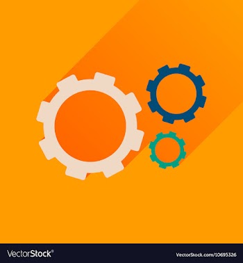 Flat icon with long shadow gears cogs vector image