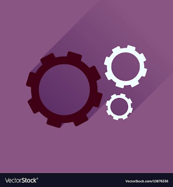 Flat icon with long shadow gears cogs vector image