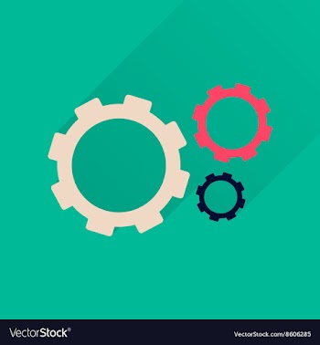 Flat icon with long shadow gears cogs vector image