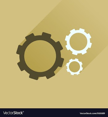 Flat icon with long shadow gears cogs vector image