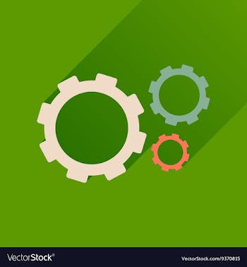 Flat icon with long shadow gears cogs vector image