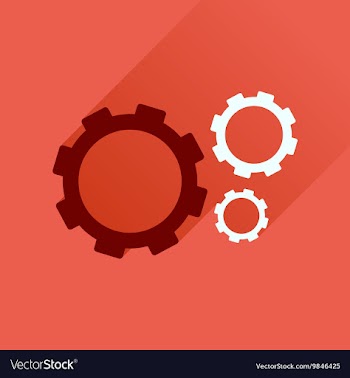 Flat icon with long shadow gears cogs vector image
