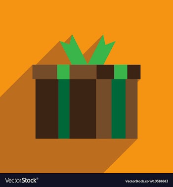 Flat icon with long shadow gift box vector image