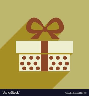 Flat icon with long shadow gift box vector image