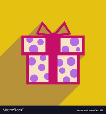 Flat icon with long shadow gift box vector image