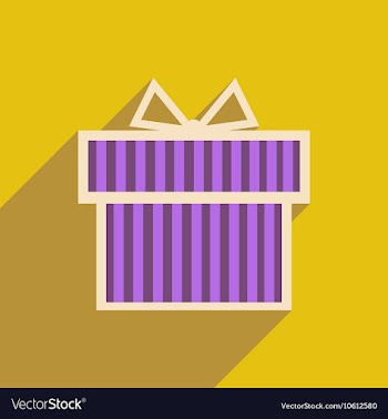 Flat icon with long shadow gift box vector image