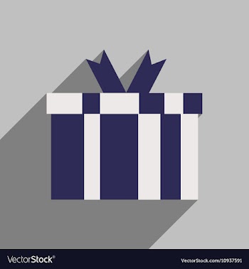 Flat icon with long shadow gift box vector image