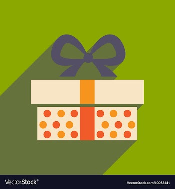 Flat icon with long shadow gift box vector image
