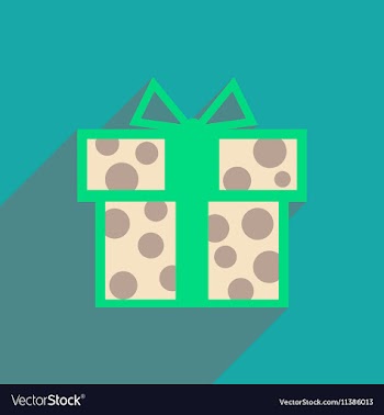 Flat icon with long shadow gift box vector image
