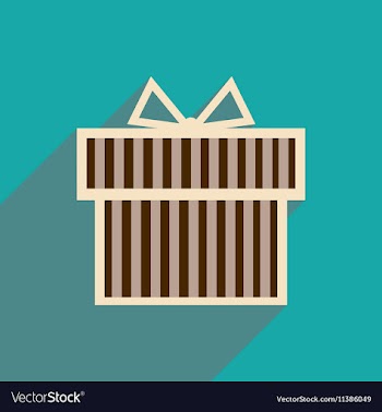 Flat icon with long shadow gift box vector image