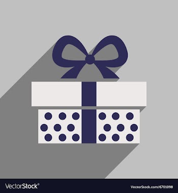 Flat icon with long shadow gift box vector image