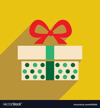 Flat icon with long shadow gift box vector image