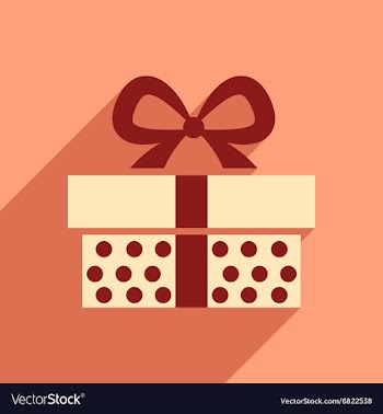 Flat icon with long shadow gift box vector image