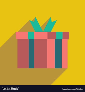Flat icon with long shadow gift box vector image