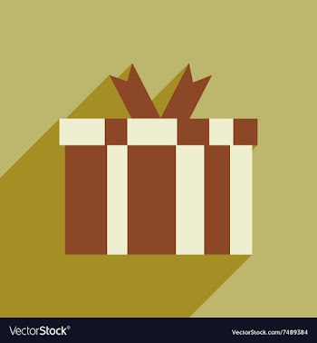 Flat icon with long shadow gift box vector image