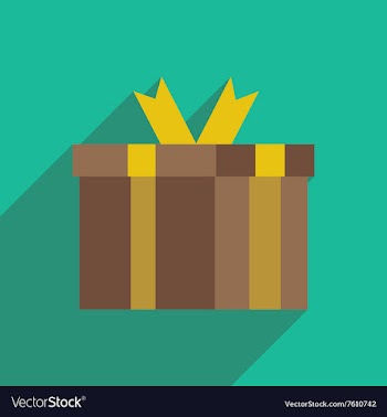 Flat icon with long shadow gift box vector image