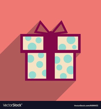 Flat icon with long shadow gift box vector image