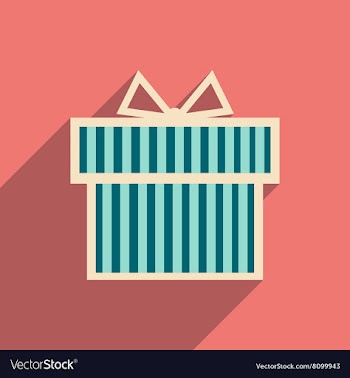 Flat icon with long shadow gift box vector image