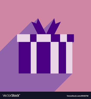 Flat icon with long shadow gift box vector image
