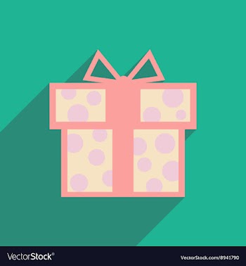 Flat icon with long shadow gift box vector image