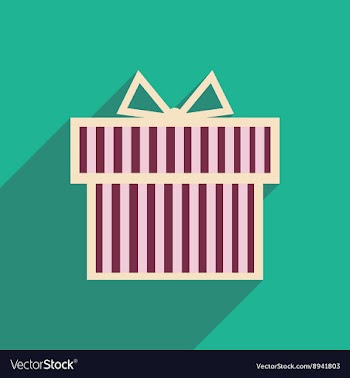 Flat icon with long shadow gift box vector image