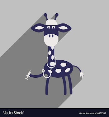 Flat icon with long shadow giraffe cartoon vector image