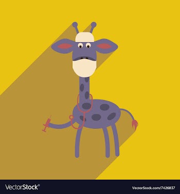 Flat icon with long shadow giraffe cartoon vector image