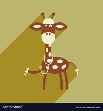 Flat icon with long shadow giraffe cartoon vector image