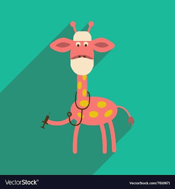 Flat icon with long shadow giraffe cartoon vector image