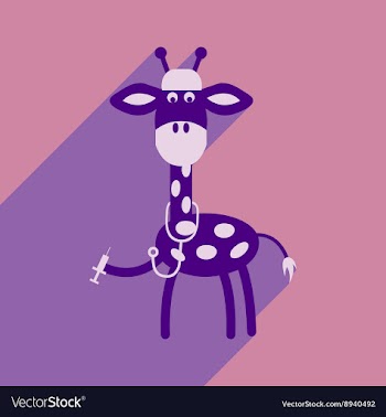 Flat icon with long shadow giraffe cartoon vector image