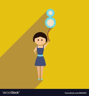 Flat icon with long shadow girl balloon vector image