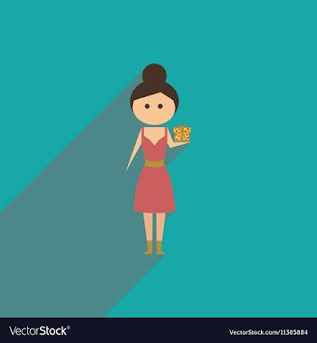 Flat icon with long shadow girl gift vector image
