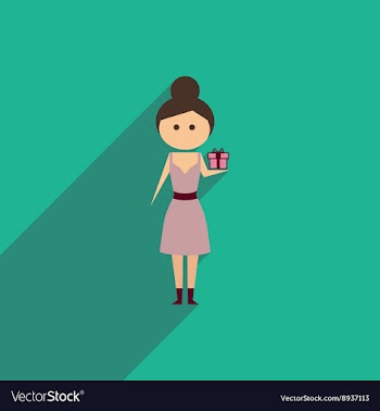 Flat icon with long shadow girl gift vector image