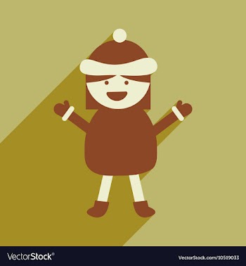 Flat icon with long shadow Girl in winter clothes vector image