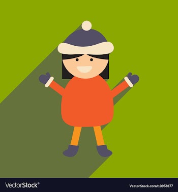 Flat icon with long shadow Girl in winter clothes vector image
