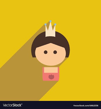 Flat icon with long shadow girl princess vector image