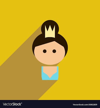 Flat icon with long shadow girl princess vector image