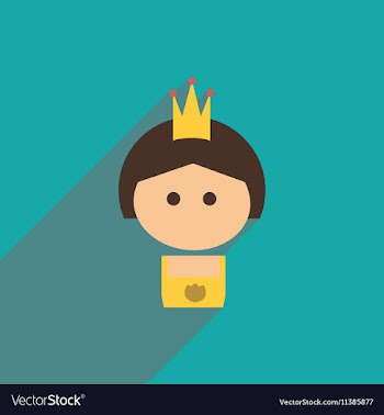 Flat icon with long shadow girl princess vector image