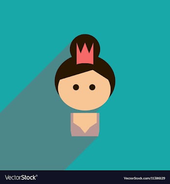 Flat icon with long shadow girl princess vector image
