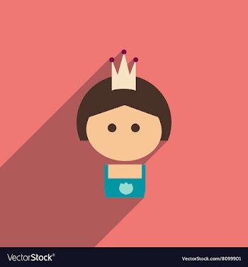Flat icon with long shadow girl princess vector image
