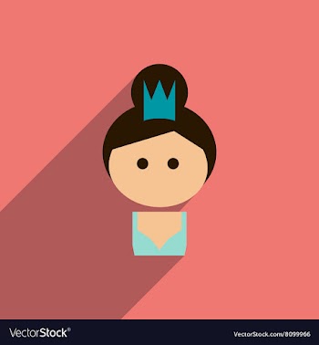 Flat icon with long shadow girl princess vector image