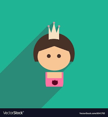 Flat icon with long shadow girl princess vector image