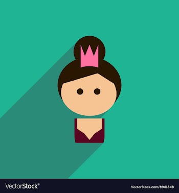 Flat icon with long shadow girl princess vector image