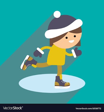 Flat icon with long shadow Girl skates vector image