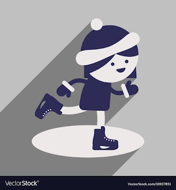Flat icon with long shadow Girl skates vector image
