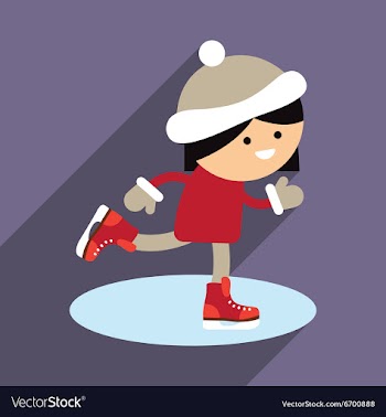 Flat icon with long shadow Girl skates vector image
